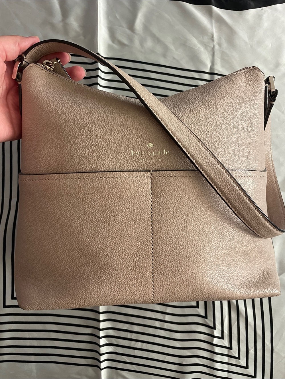 kate spade Pebbled Leather Shoulder Bag in Blush Taupe - Picture 4 of 8